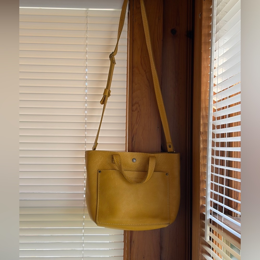 Portland Leather Mini Tote Sunflower Yellow Crossbody Leather Bag 🌻 - Picture 2 of 6